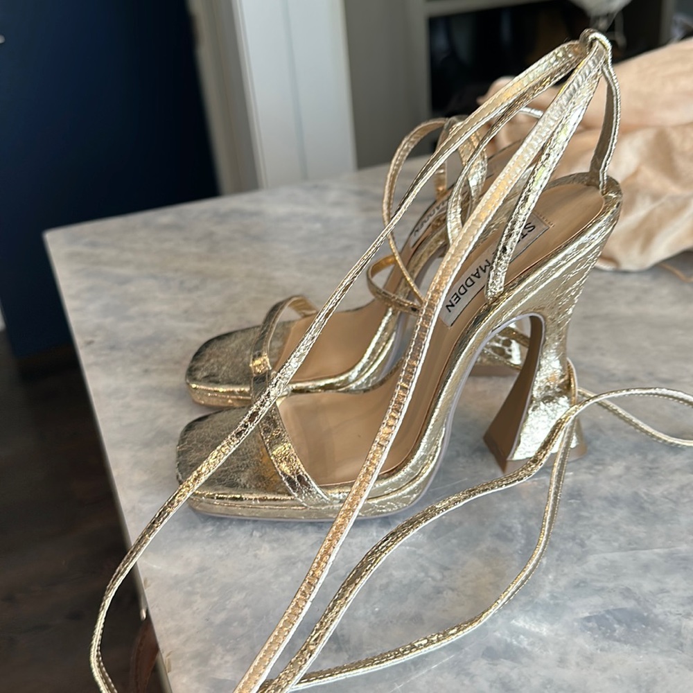 Gold strappy Steve Madden heels